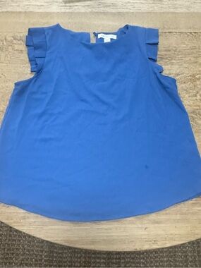 Monteau Cobalt Blue Ruffle Cap Sleeve Blouse